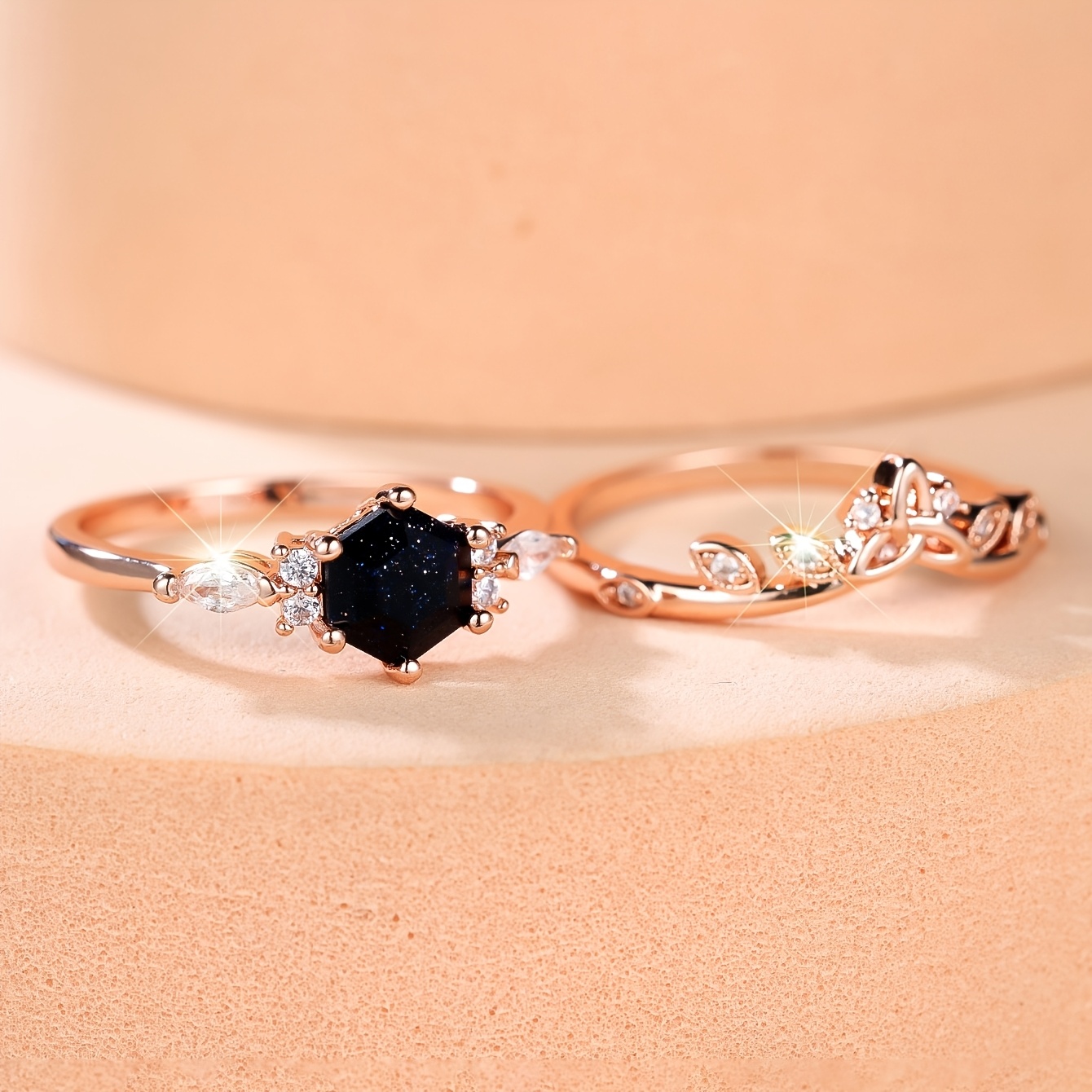 2pcs Vintage Double-Layer Stackable Rings Set